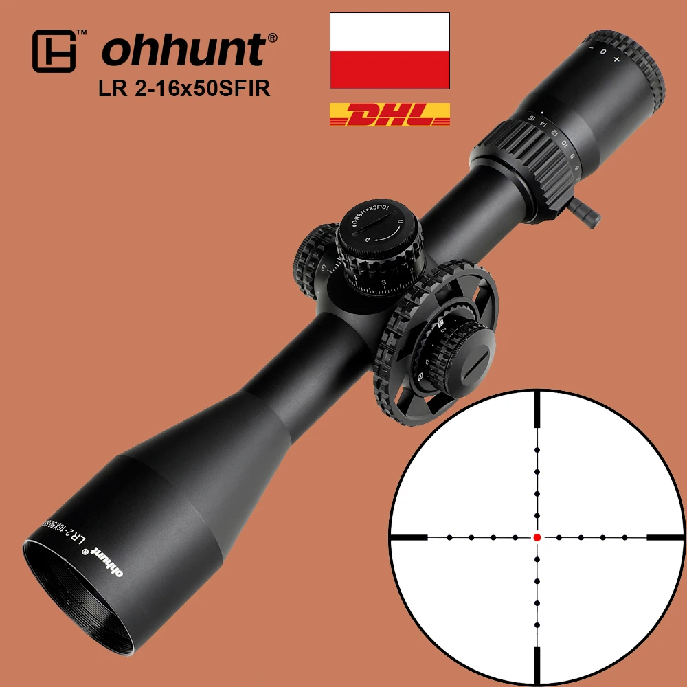 Тактический Оптический прицел ohhunt LR 2 16x50 SFIR оптический Mil dot с красной подсветкой