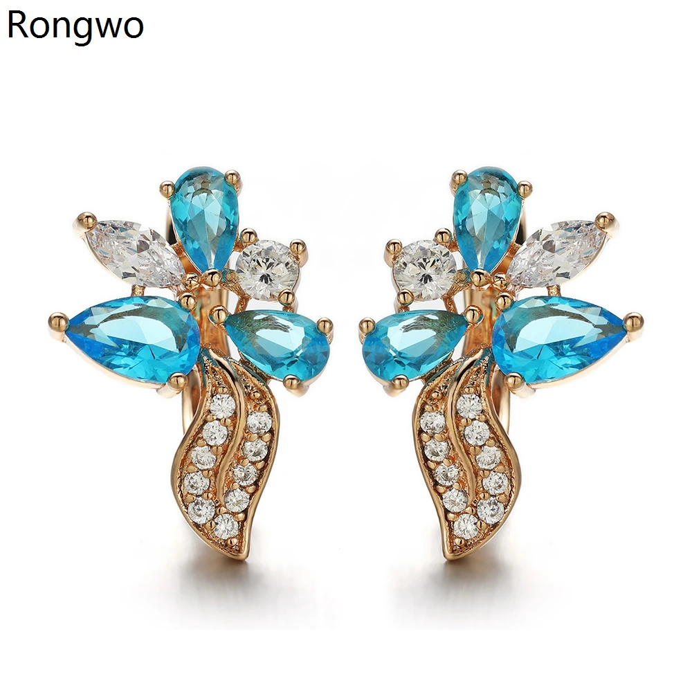 

Geometric Beautiful Crystal Zircon Stud Earrings Fashion Quality Flower Shape Earrings For Woman Girl Party Wedding Gifts