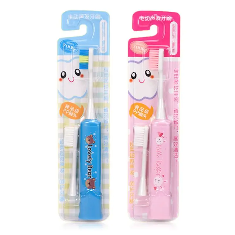 Children Electric Toothbrush Cartoon Lovely Pattern for Kids with 2pcs Replacement Head