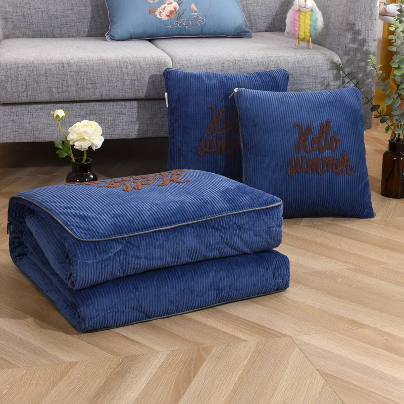 Складное розовое бархатное одеяло однотонная фланелевая подушка в стирке