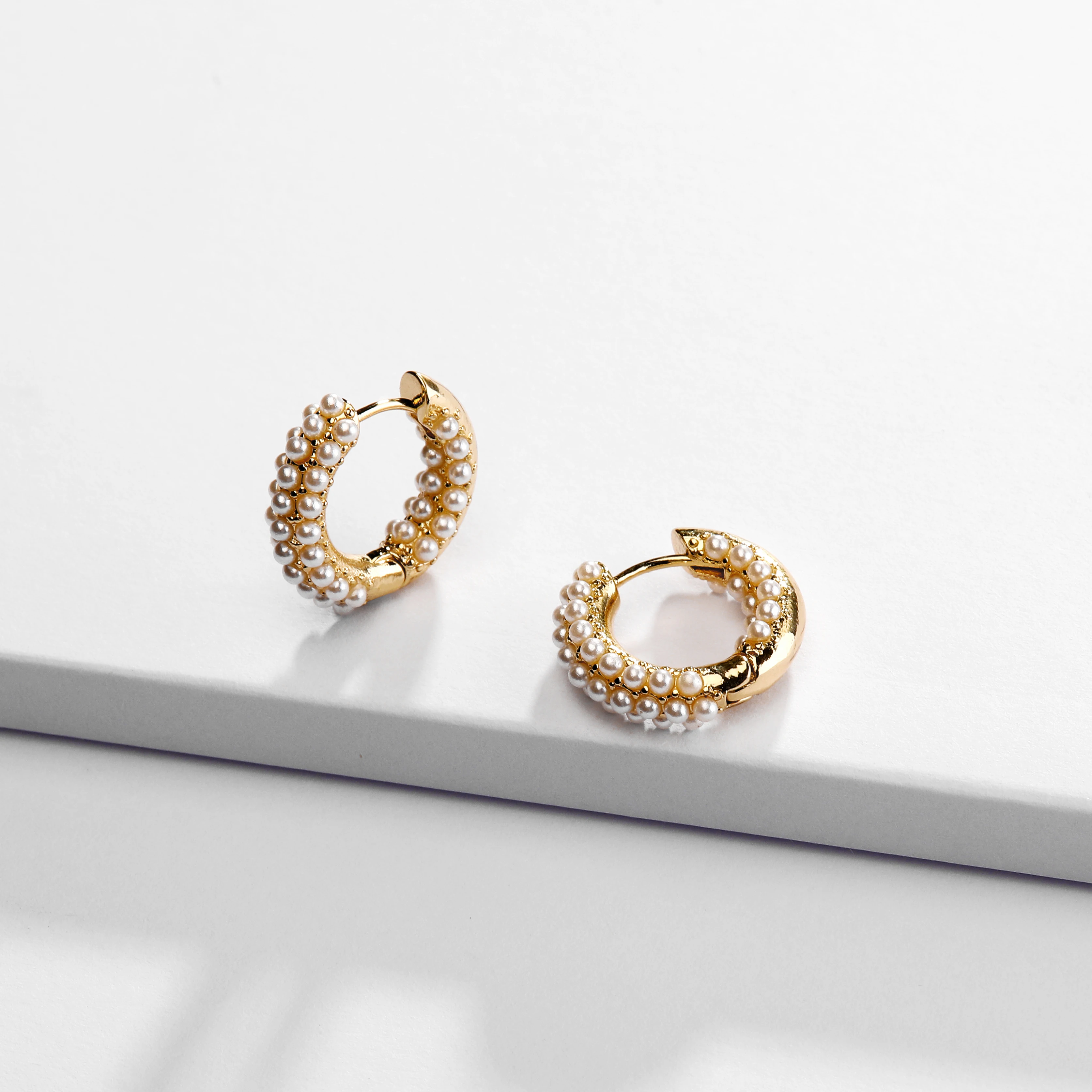 Серьги кольца LUNA CHIAO Cooper женские литые стеклянные жемчужные бусины ювелирные