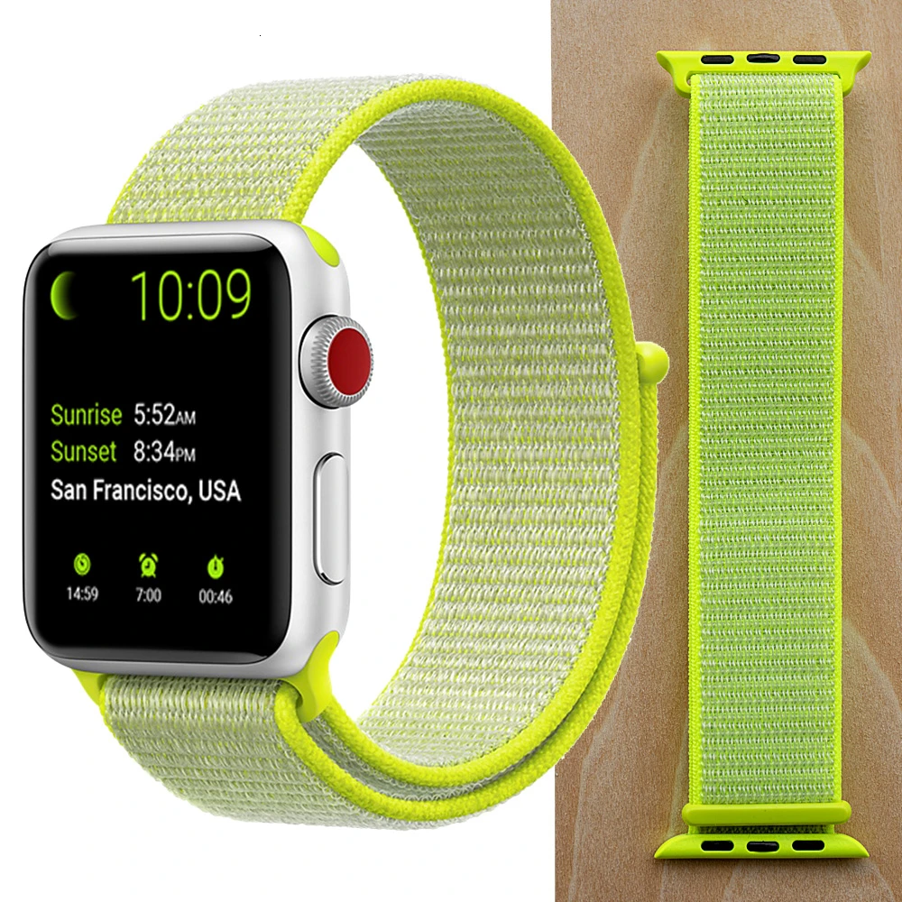 Высококачественный нейлоновый спортивный ремешок для Apple Watch, ремешок 44 мм, серия 5, 4, 3, 2, 1, дышащий тканый ремешок 42 мм, iwatch 40 мм, 38 мм - Цвет ремешка: Flash Light