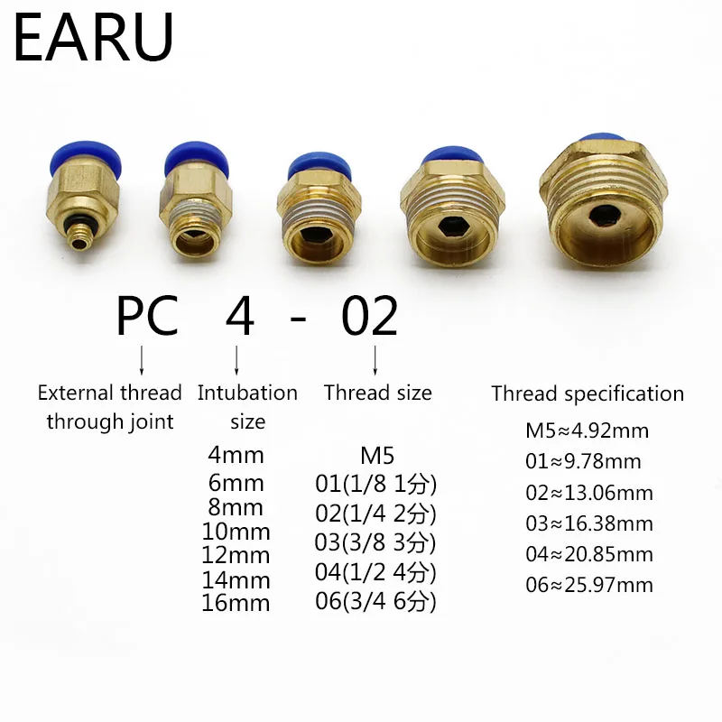 Air Pneumatic 10mm 8mm 12mm 6mm 4mm Hose Tube 1/4"BSP 1/2" 1/8" 3/8" Male Thread Air Pipe Connector Quick Coupling Brass Fitting images - 6
