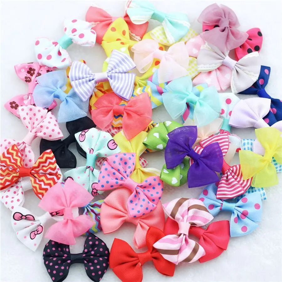 

10Pcs/lot 2"bebe girls Ribbon bows Candy Color Dot Print Snow yarn Multi Styles Bow Hairpin Hair Clips kids hair accessories
