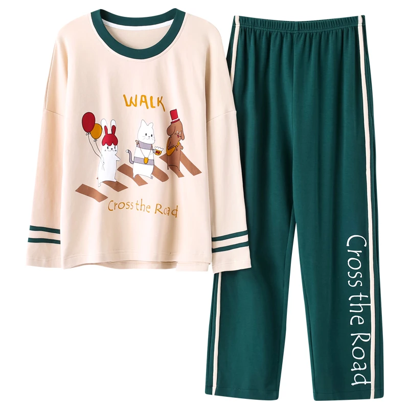 

Female Cotton Korean Students Can Wear A Suit Female Sweet Girl Home Service Suit Autumn and Winter Long-sleeved Pajamas