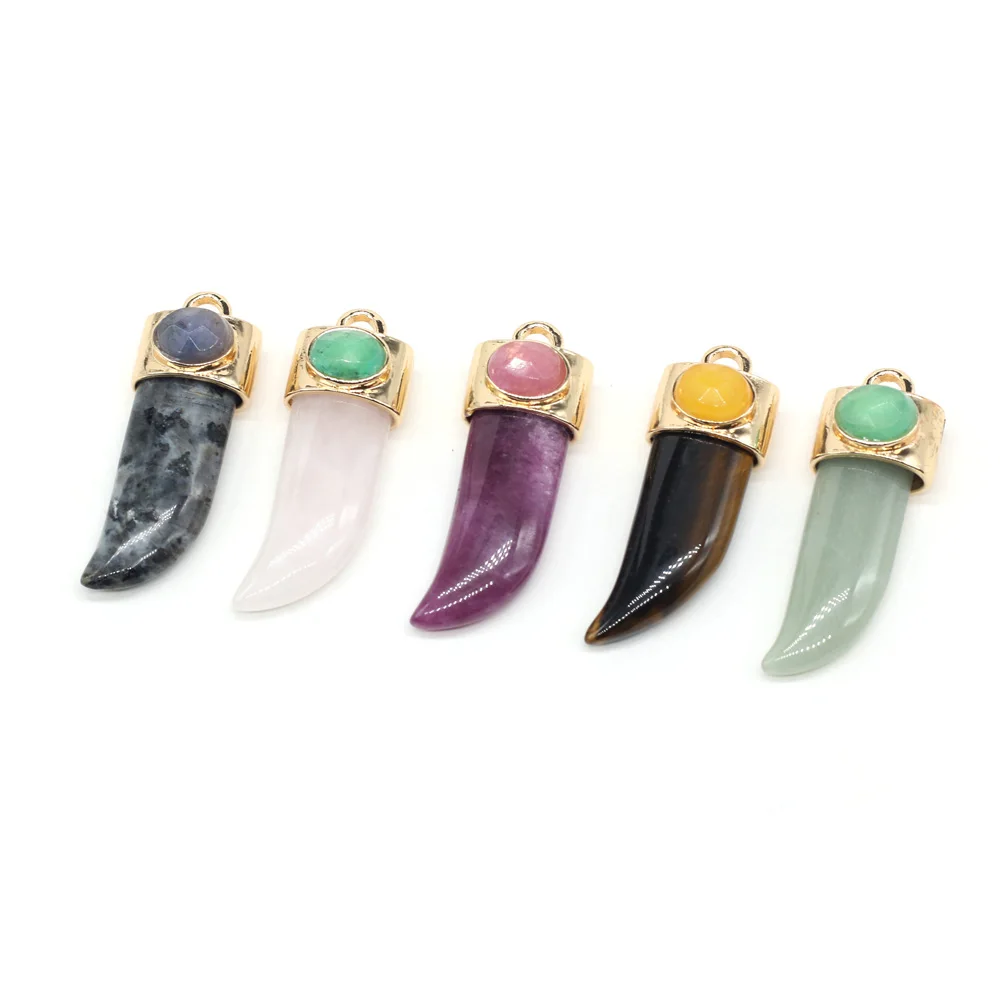 

Natural Stone Pendants Exquisite Agates Crystal Green Aventurine Amethysts Rose Quartzs Stone Charms for Jewelry Making Necklace