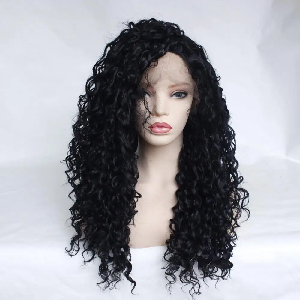 WEILAI кудрявый 24 дюйма длинный парик Омбре на сетке спереди с детскими волосами