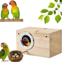 wood bird breeding box cages parakeet nest box bird house small cave pet for lovebirds home straw parrotlets mating box 45