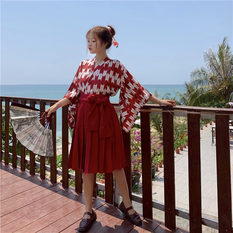 

Retro Japanese Style Vintage Haori Kawaii Girls Women Carp Kimono Dress for Party Yukata Asian Clothes Skirts Vestidos Hot Sale