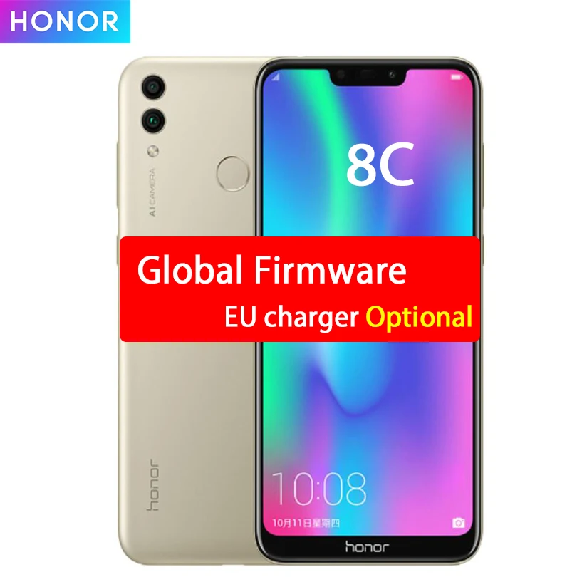 Глобальная память Honor 8C, 4 Гб ОЗУ, 32 Гб ПЗУ, экран 6,26 дюйма, Восьмиядерный процессор Snapdragon 632, двойная камера заднего вида МП, добавить МП