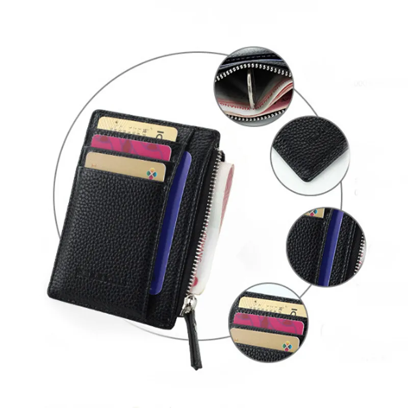 

Mini PU Leather Wallet Card Holders Card Slots Purse Women Zipper Coin Pocket Ultra Thin Wallet Small Men Wallet Carteira