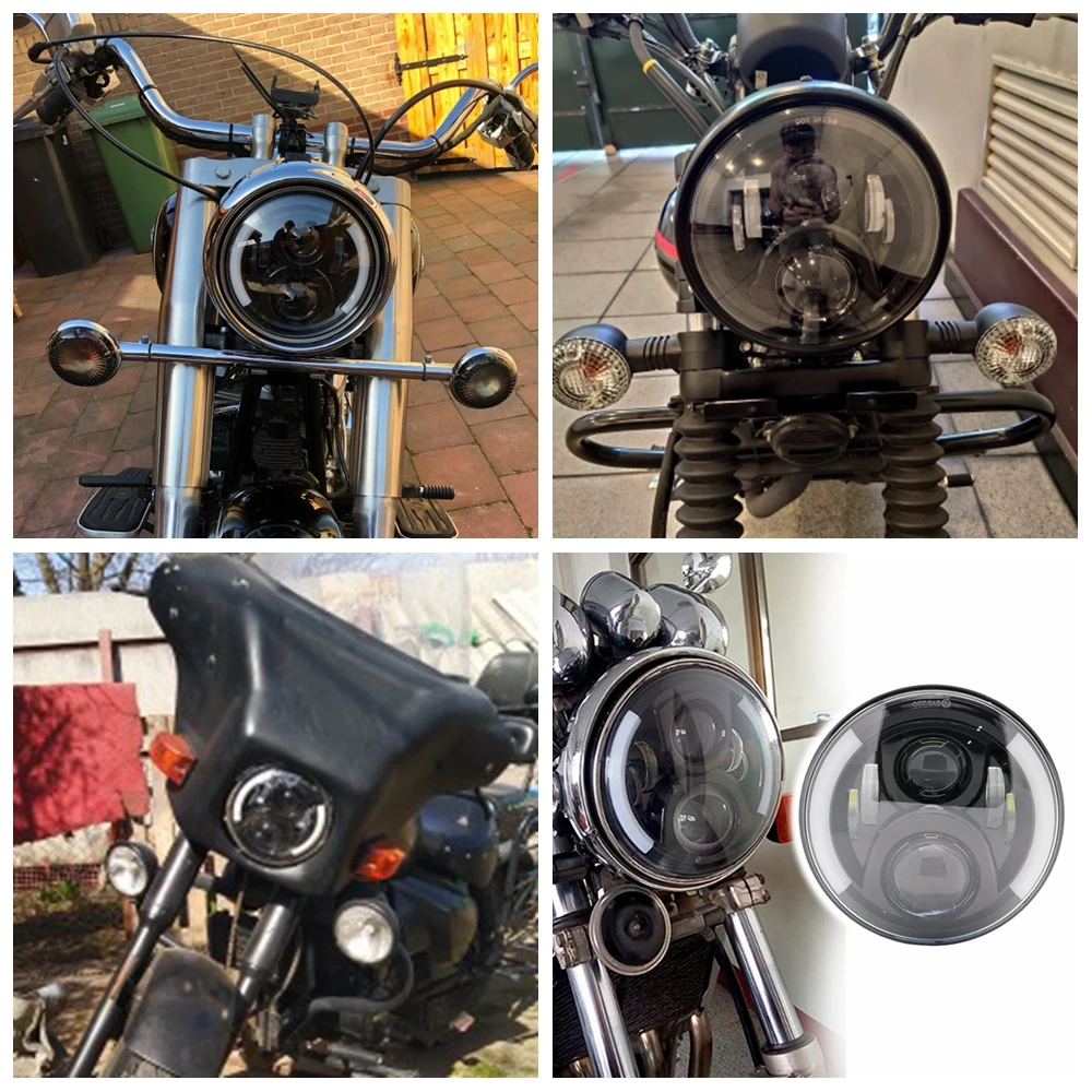 7-дюймовые светодиодные фары DRL Ближний/Дальний свет 50 Вт кольцо с ореолом