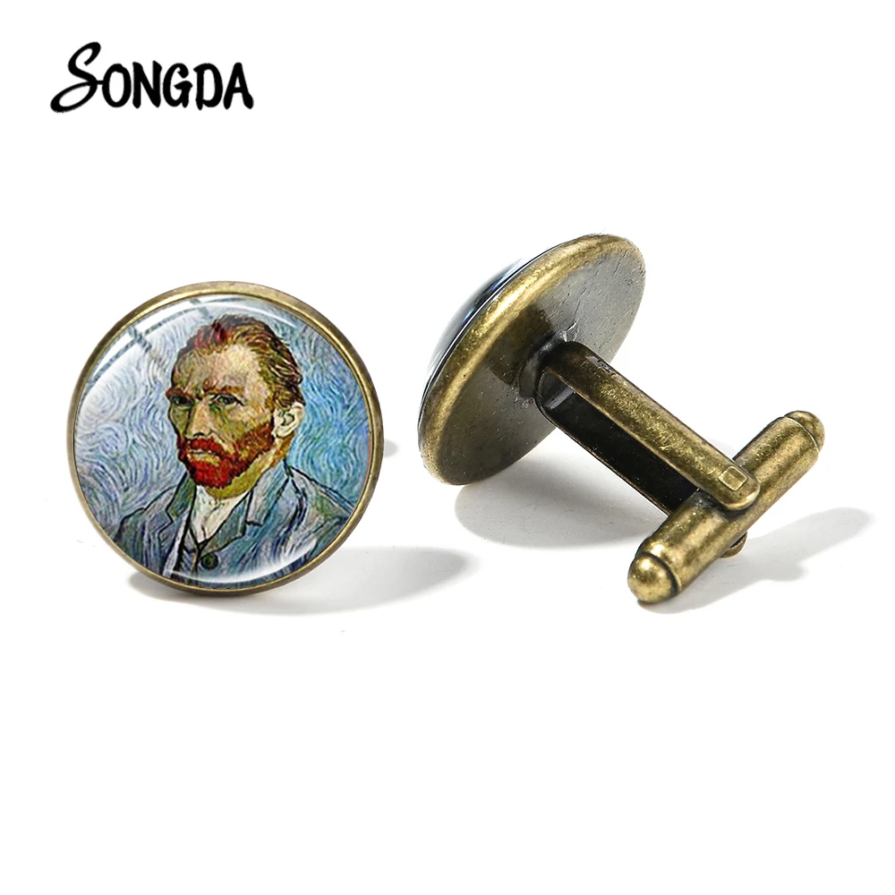 Запонки с драгоценными камнями Ван Гога для автопортрета стеклянные запонки