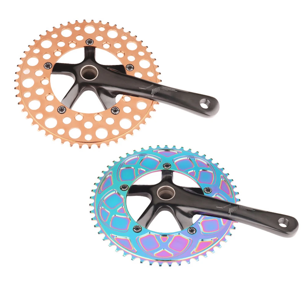 

Colorful Chainring Single Disc Road Folding Bike 130BCD Crankset 53T 56T