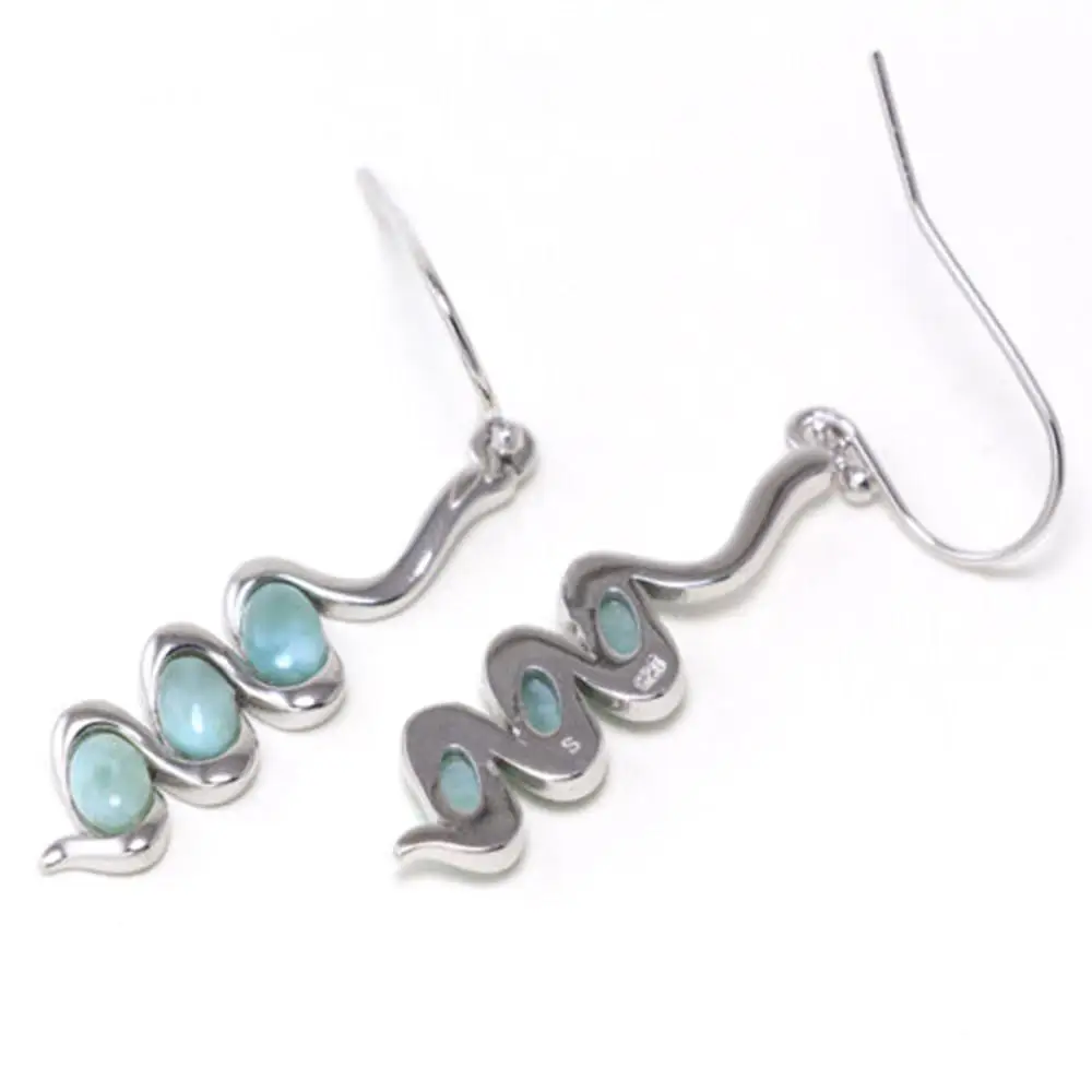 Длинные висячие серьги с волнистым камнем свисающие в виде лиримара из