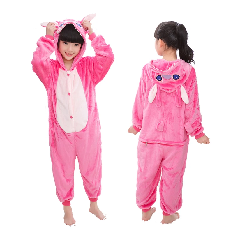 Pink stitch Kuguurumi/Детские пижамы; комбинезон с единорогом, животным, стежком, львом; комплект детской одежды; зимние пижамы; детская одежда для сна для мальчиков и девочек - Цвет: Pink stitch
