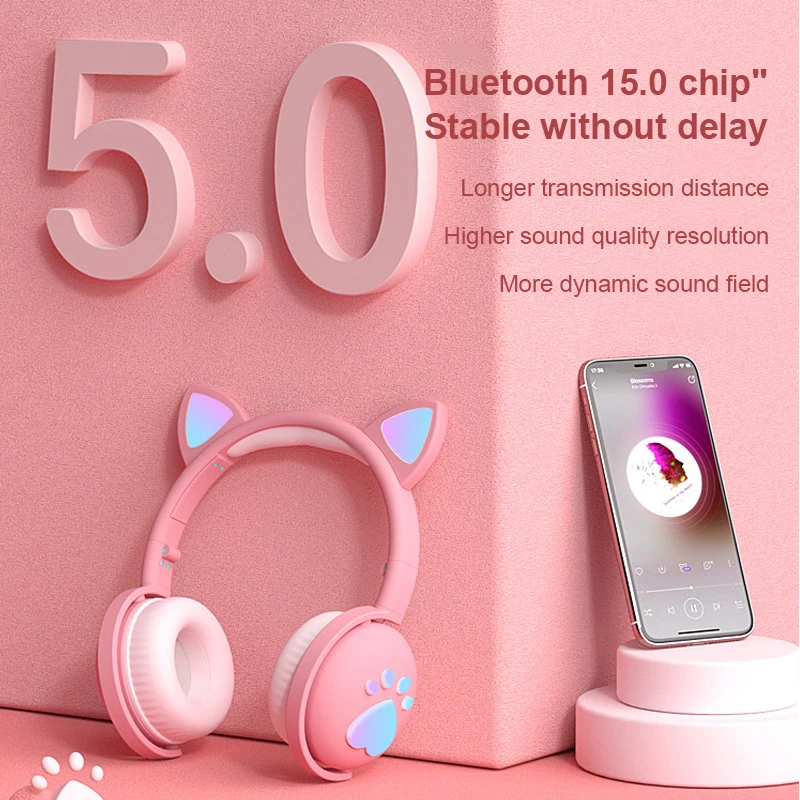

Bluetooth-наушники беспроводные, со светодиодной подсветкой