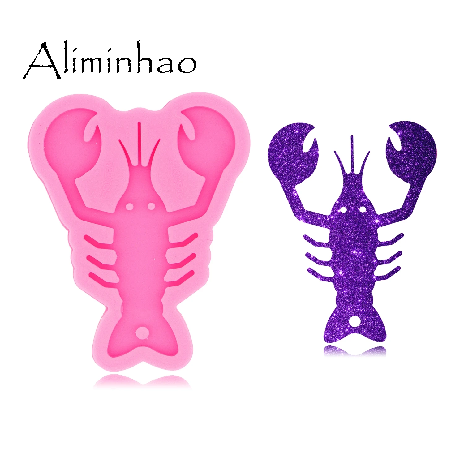 DY0540 Блестящая Глянцевая форма брелок для ключей с омарами УФ смола жидкость