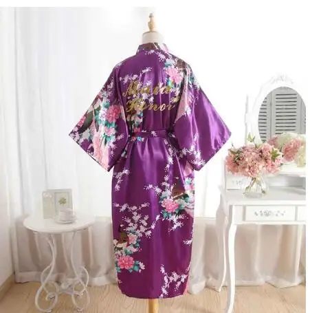 Новинка фиолетовое свадебное дизайнерское кимоно для свадьбы женское атласное