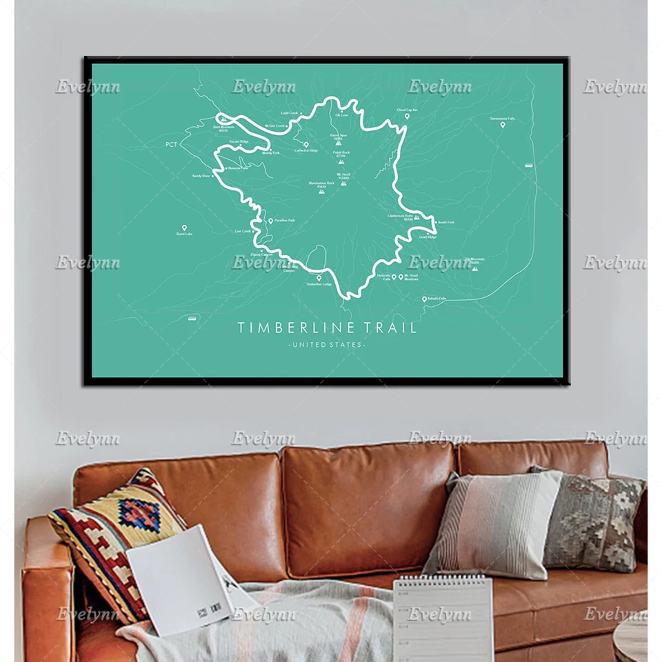 Задняя Дорожная карта timседана | Постер с креплением на капюшоне Походный постер