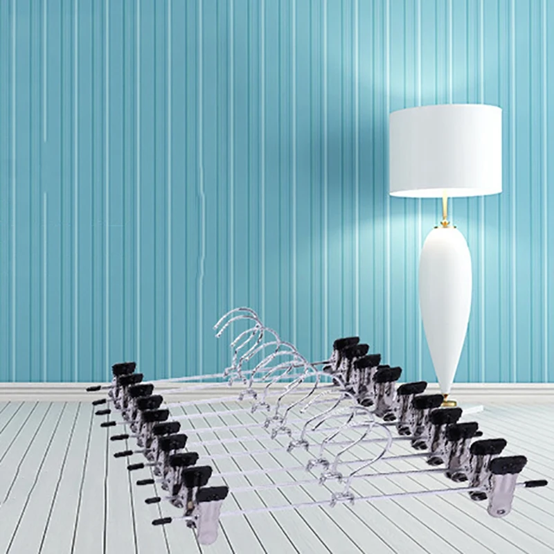 

Pants-Hangers-50Pcs-Skirt-Hangers-Pant-Hangers-with Clips, Trouser Hangers Metal Slack Hangers Clothes Hangers for Pants