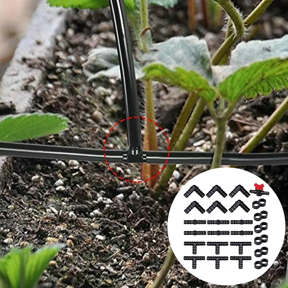 

25 Pcs Drip Irrigation Fittings For 1/2" Tubing, Kits Accessories Compatible 1/2" Blank Tubing Or Drip Lines End Cap Plugs Elbow