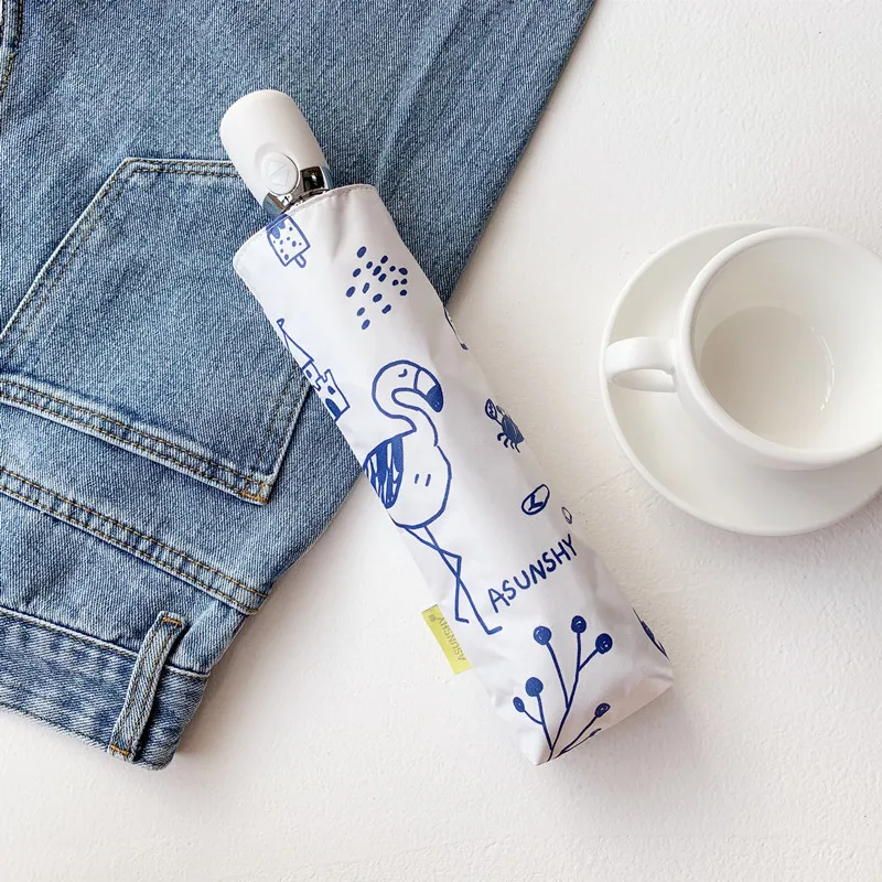 Пляжный складной зонт с фламинго и птицей портативный дорожный автоматический