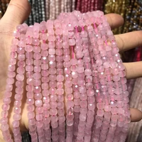 natural stone beaded faceted rose quartzs square shape loose beads for jewelry making diy necklace bracelet accessories 5x5mm