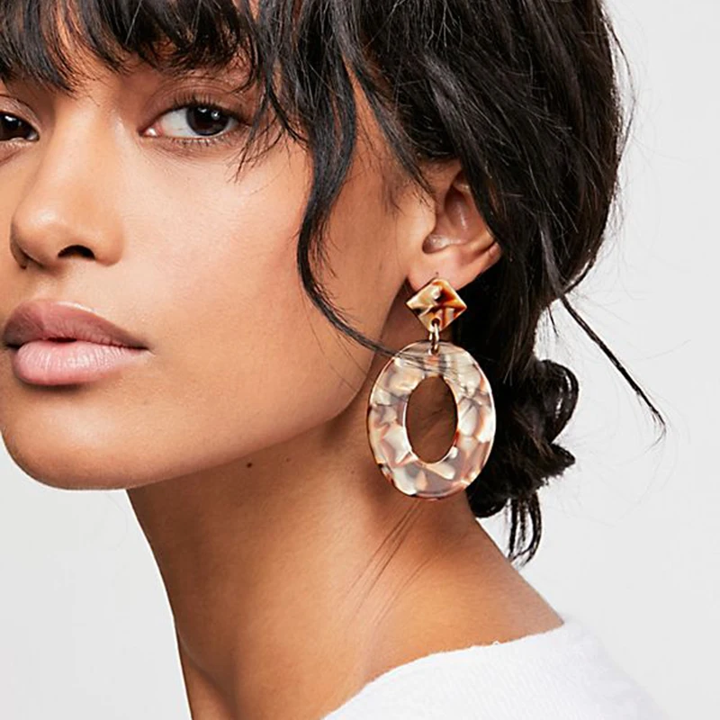 

Big Tortoiseshell Acrylic Resin Oval Dangle Earrings for Women Boho 2020 Acetate Geometric Drop Earings Fashion Bohemian Jewelry