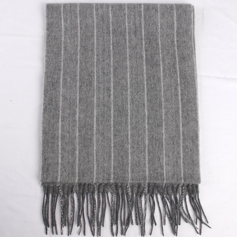 

2020 Highly Selected 100% Wool Light Grey Chalk Stripe Scarf ,Warm Winter Men Scarf Patterned Comfortable Winter Scarf For Men