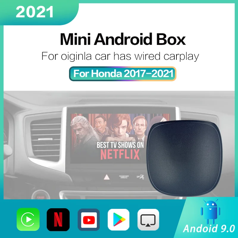 

2.0 Applepie Mini Wireless Carplay Android Ai Box Dongle Adapter Android Auto 9.0 4+64G For Honda 2016-2021 Car Multimedia Play