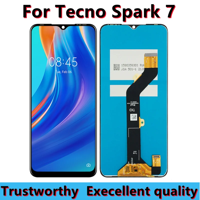 

6.5" Original For Tecno Spark 7 KF6j LCD Display Touch Screen Digitizer Assembly Replacement Parts KF6 KF6h KF6k KF6i