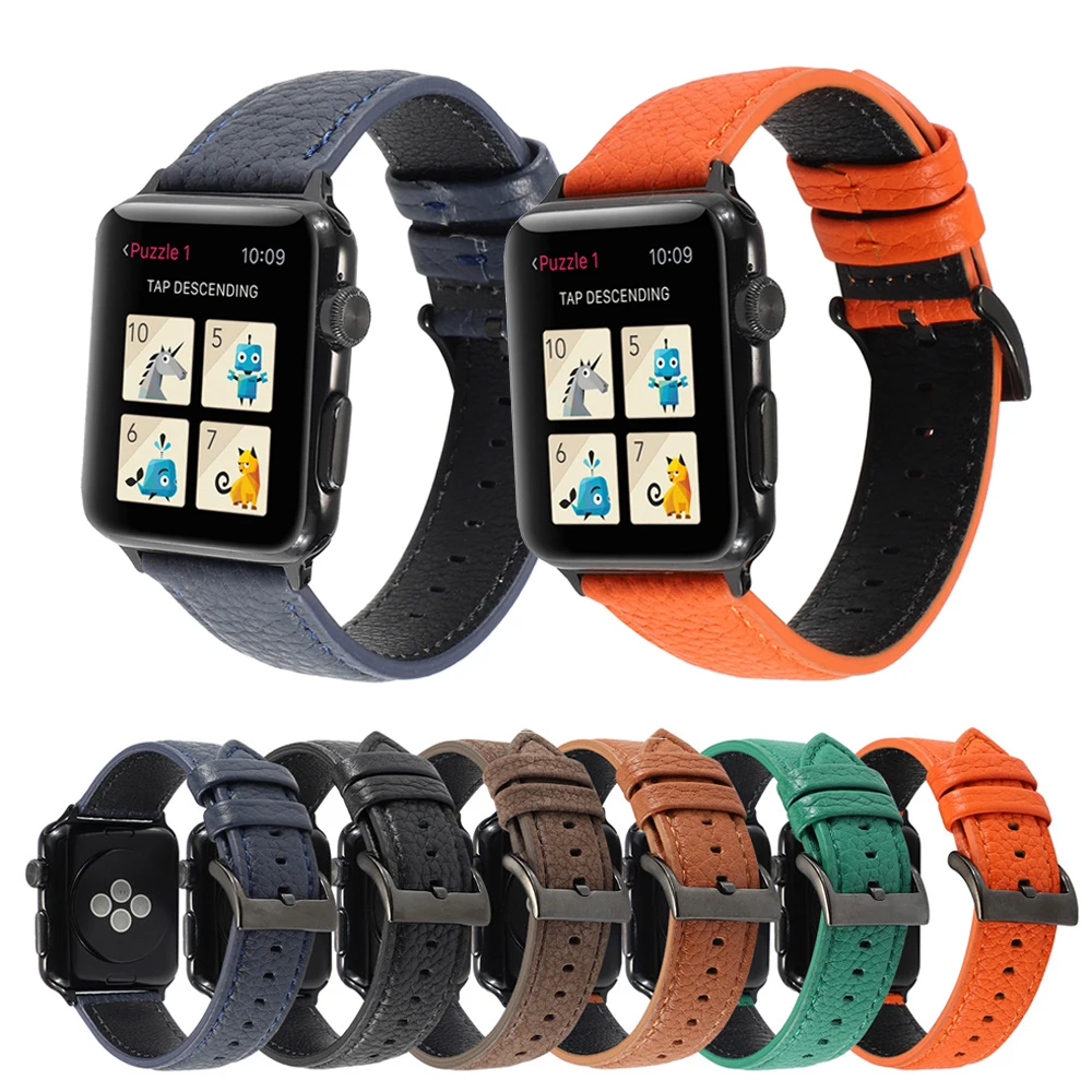 

Ремешок из натуральной кожи для Apple Watch Band 6 SE 42 мм 38 мм 44 мм 40 мм, спортивный браслет для iWatch Series 6 5 4 3 2 1