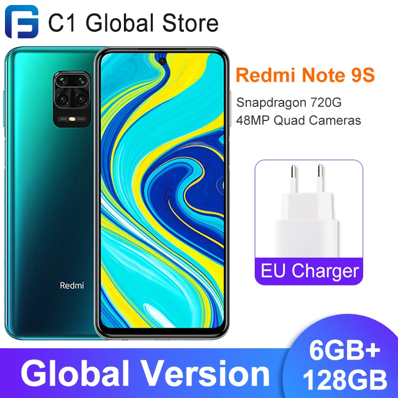 Глобальная версия Xiaomi Redmi Note 9S 6 ГБ 128 Гб Смартфон Snapdragon 720 Octa Core 48MP Quad камеры 5020 мАч
