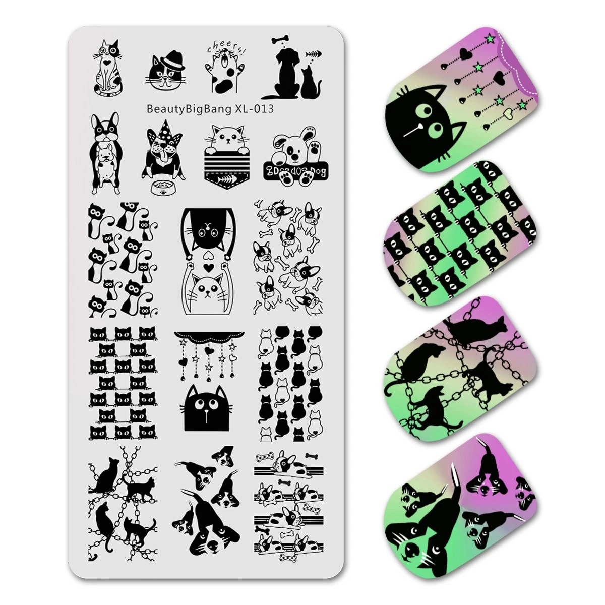 Шаблон для ногтей из нержавеющей стали милый рисунок кошек и собак пластины