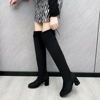 2021 autumn and winter fashion new high heeled boots thin boots stretch knee boots high tube boots thick heels women