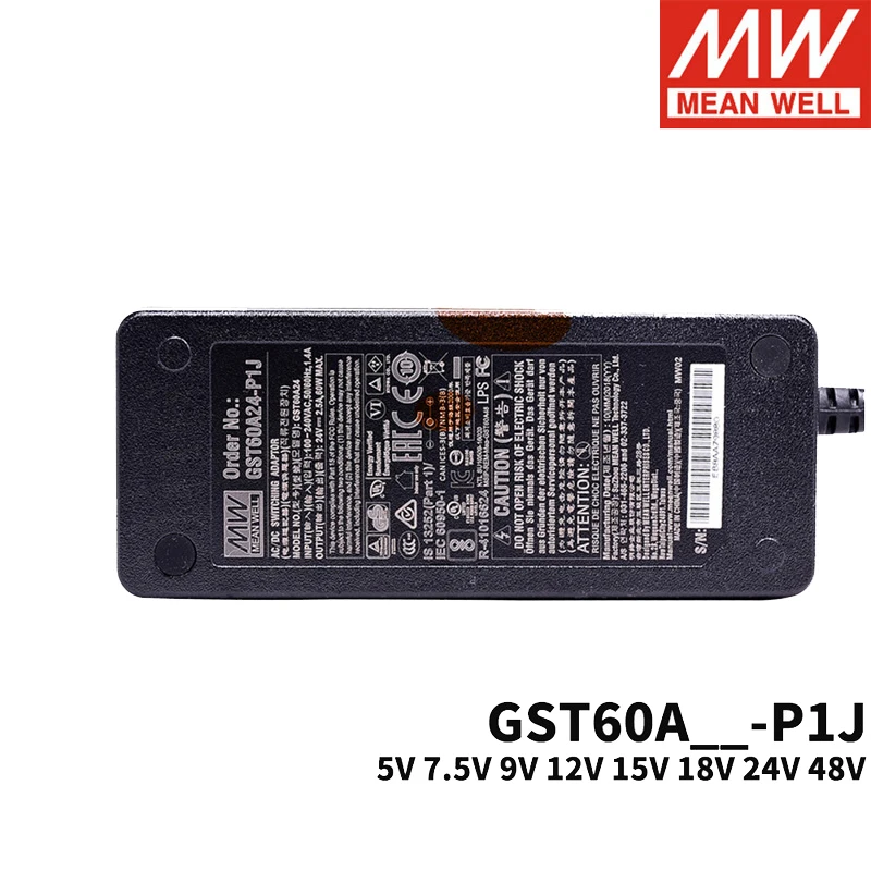 Mean Well GST60A-P1J 60 Вт адаптер питания 5 В 7 в 9 12 15 18 24 48 Meanwell универсальный источник |