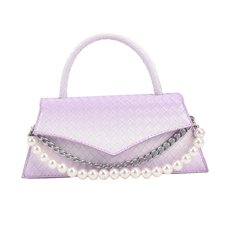 

Pearl Chain Weave Tote bag 2021 Summer New High-quality PU Leather Women's Designer Handbag Luxury brand Shoulder Messenger Bag