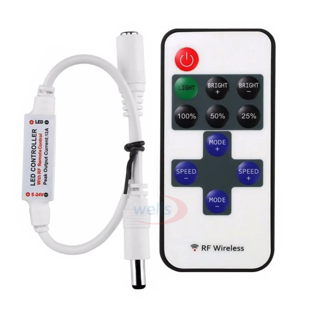 Миниатюрный Одноцветный регулятор яркости для светодиодной ленты 5050 3528 3014 2835 12 В