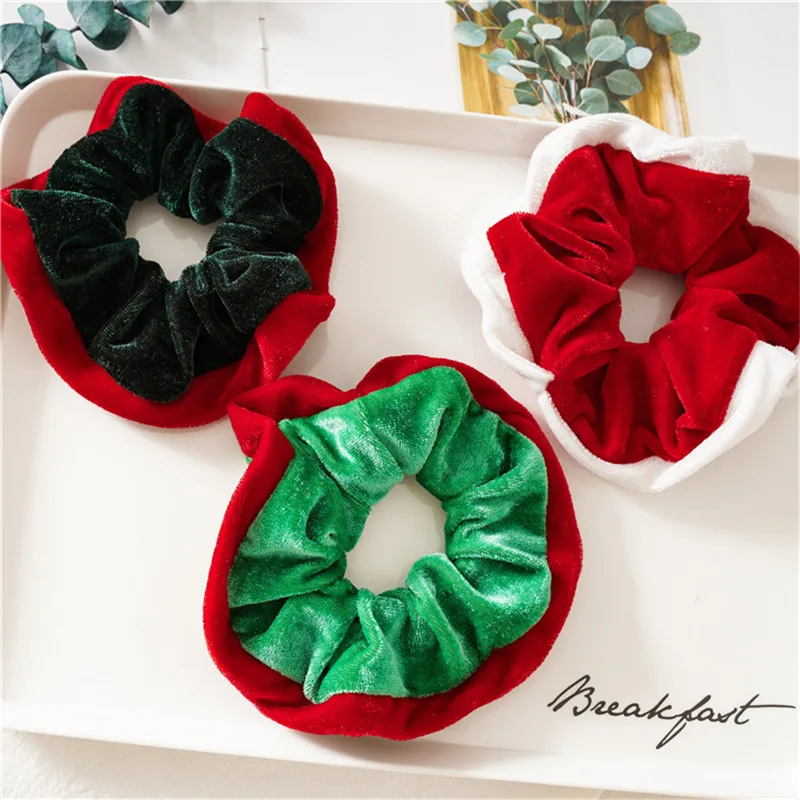 

Flannel Hair Tie Velvet Hair Rope High Elastic Hair Bands Ponytail Holder Christmas Scrunchies Xmas Hair Accessories