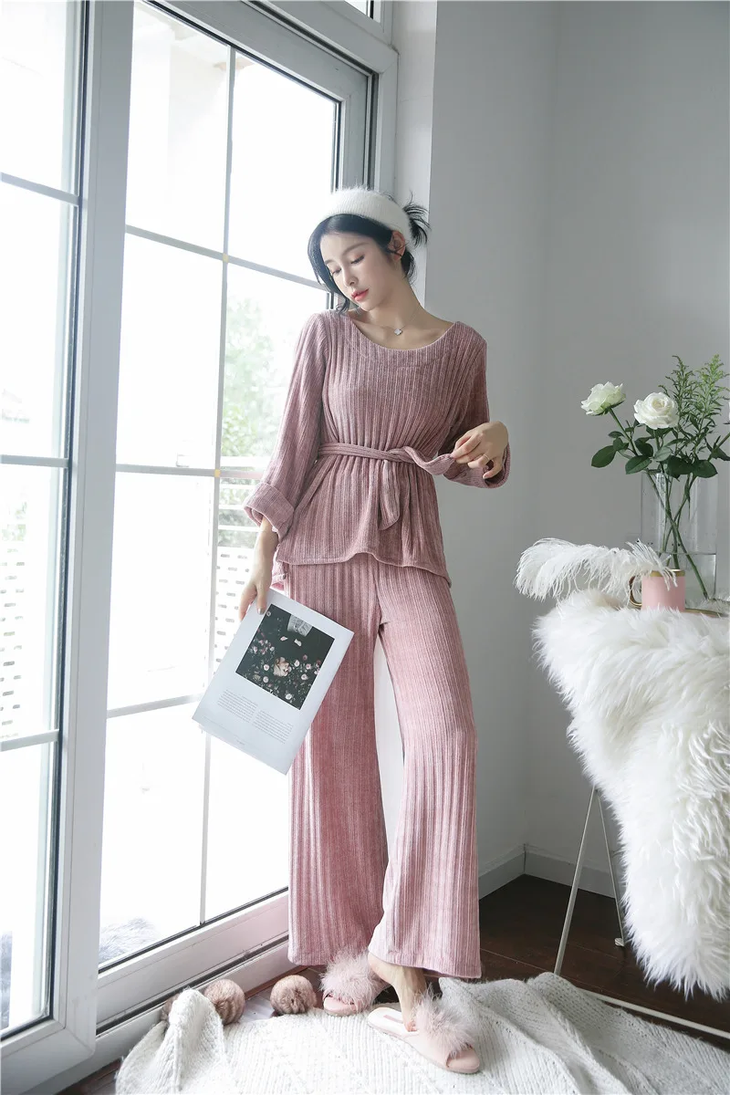 Пуловер с длинным рукавом женские пижамы длинные штаны для сна женское платье