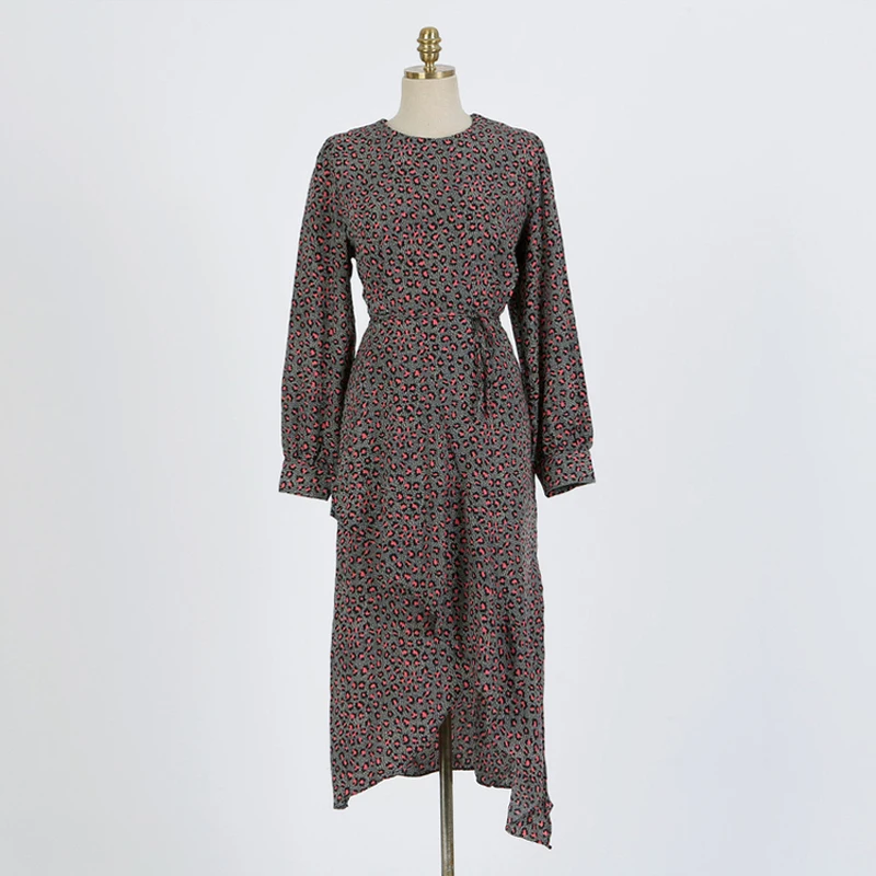 Женское платье с леопардовым принтом Mozuleva Асимметричное Платье макси круглым