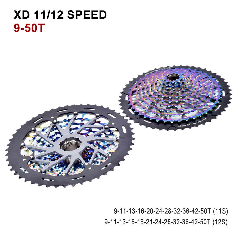 

Colored Bicycle Cassette MTB 11/12 Speed XD AL 7075 Chromoly Derailleur Flywheel 9-50T Hollowed Mountain Bike Freewheel FOR SRAM