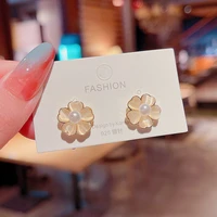 fashion opal alloy flower stud earrings for women korean style 925 silver needle geometric earrings party wedding jewelry gift