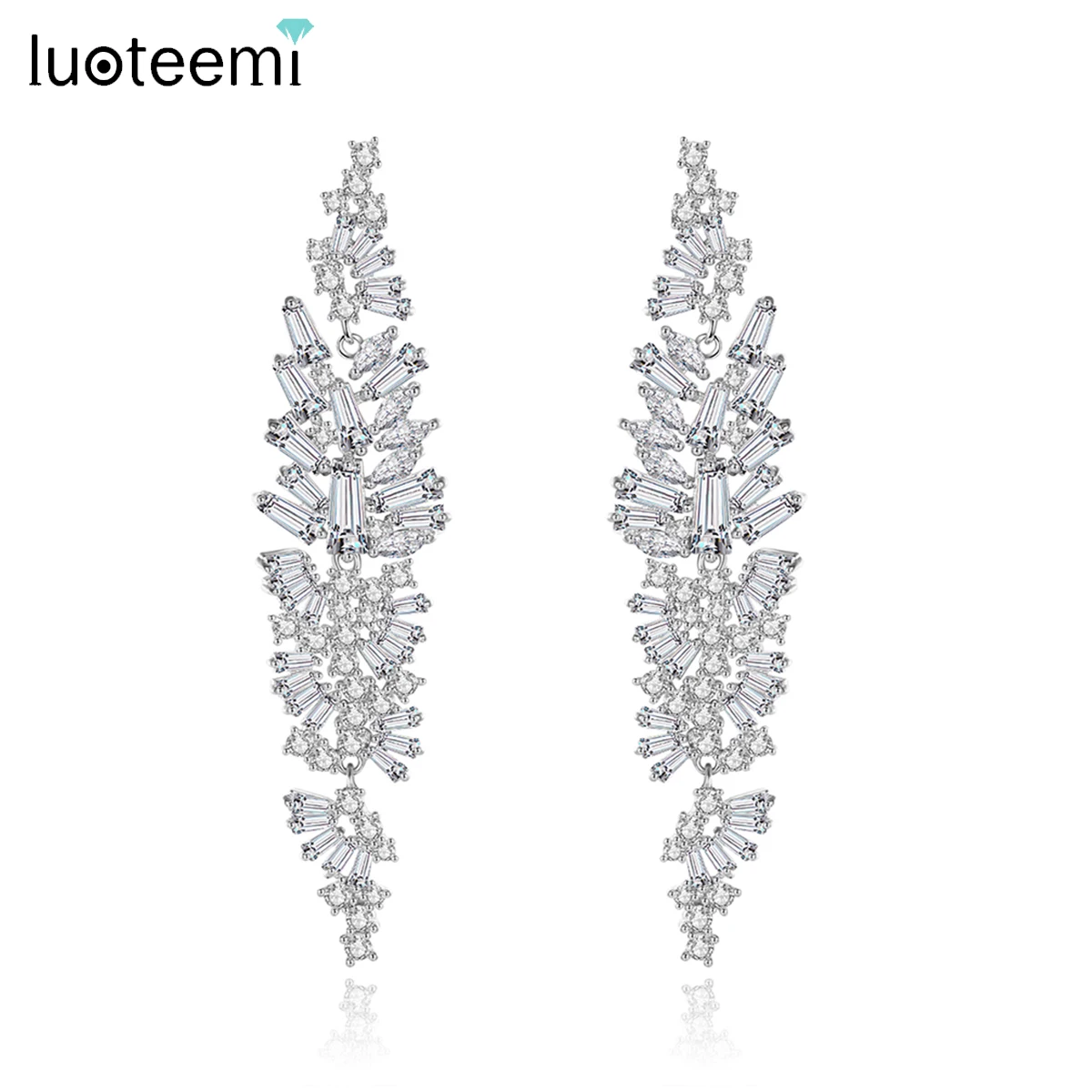 

LUOTEEMI Fashion Korean Statement Crystal Drop Earrings For Women Vintage Long Tassel Dangle Earring 2021 New Arrival Pendientes