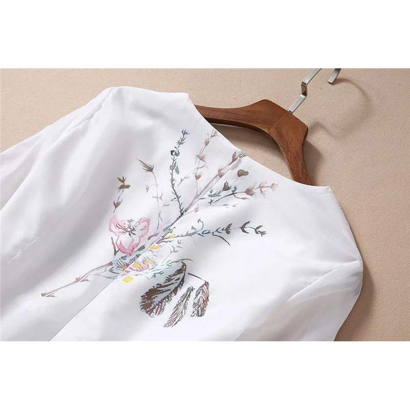 

Spring Fashion 2021 New Long Runway Dress Women High Quality Elegant Full Sleeve Bandage Print Maxi Party Holiday Dress White