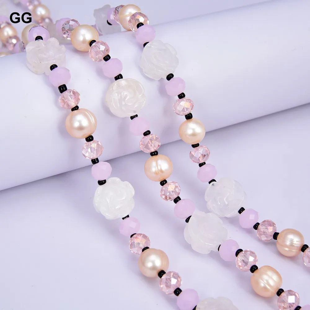 GuaiGuai ювелирные изделия ручной работы полу камень 3 пряди натуральный розовый