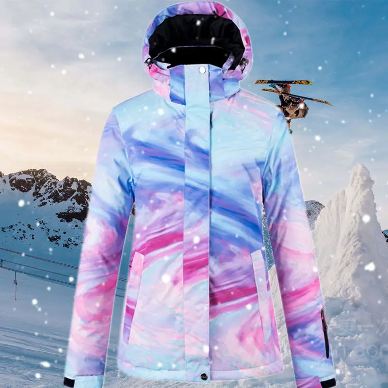 Женский лыжный костюм зимний ветрозащитный водонепроницаемый плотный теплый