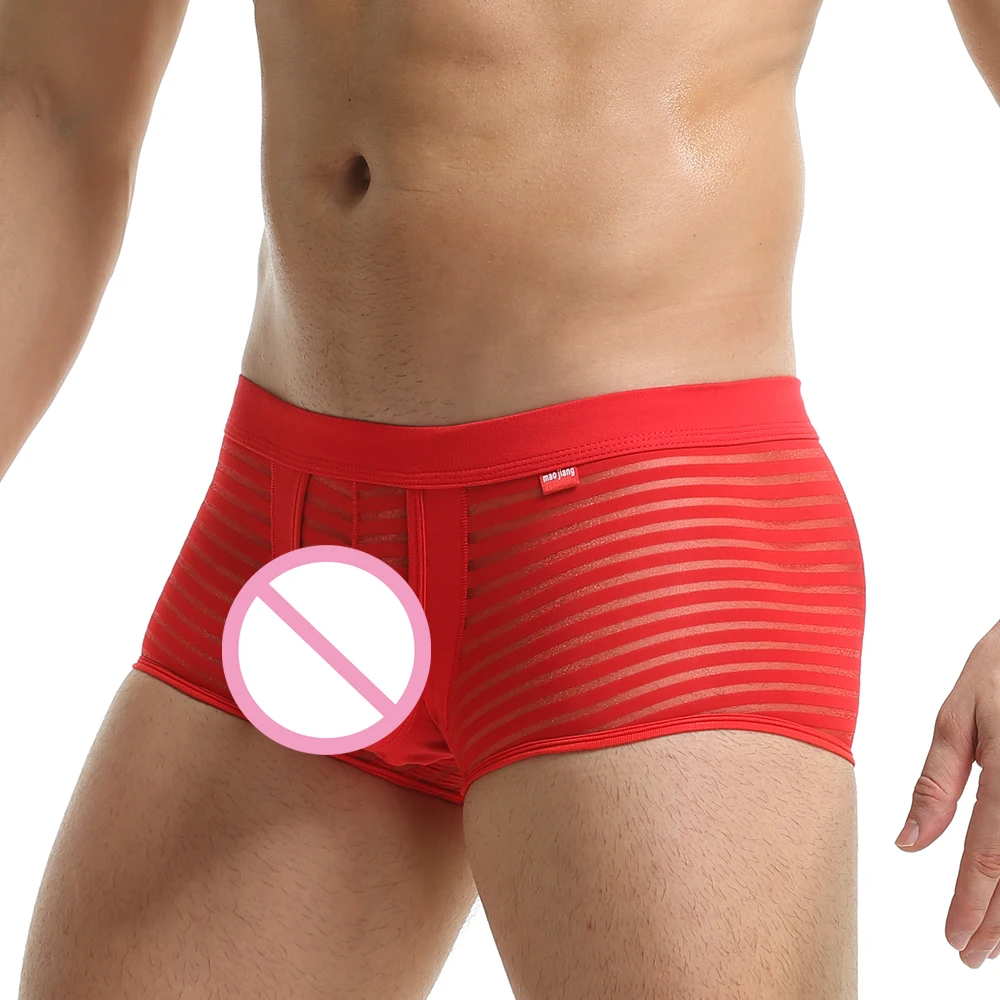 Женское нижнее белье с карманом для пениса тонкие прозрачные трусики в полоску