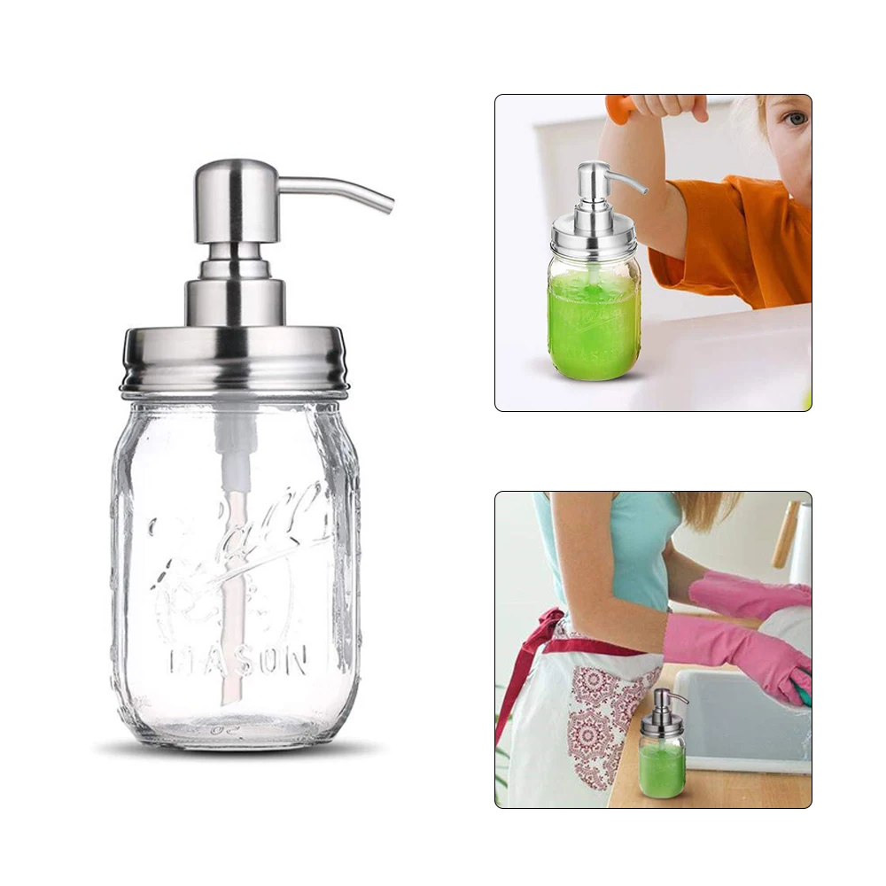 500 мл прозрачная стеклянная банка дозатор мыла с насосом из нержавеющей стали для